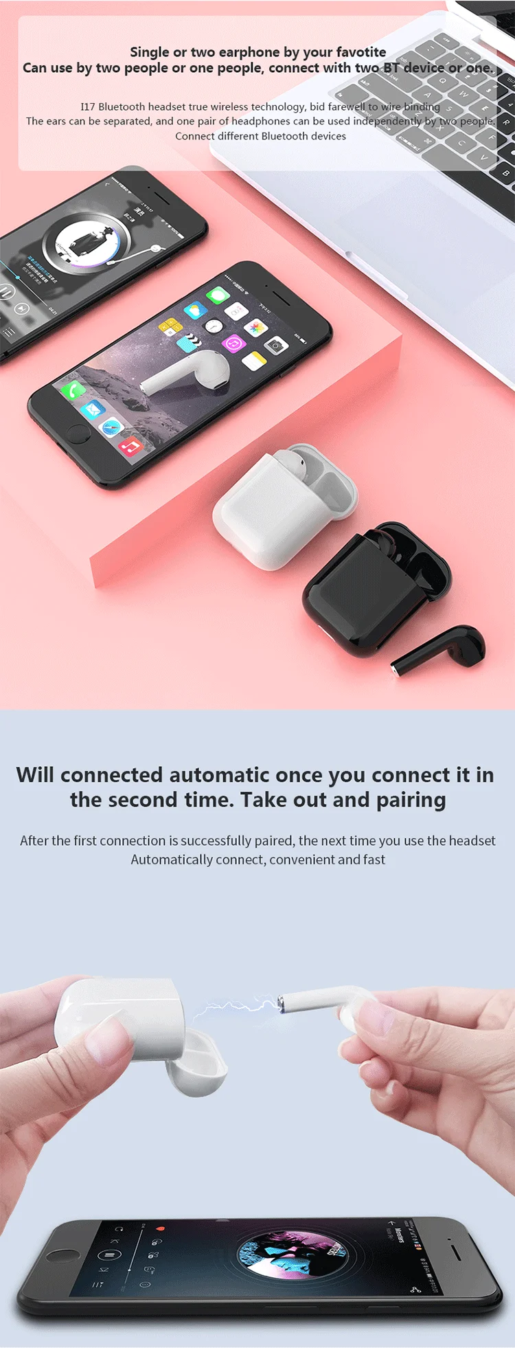 2019 New Original Custom Mini Touch Audifonos Bluetooths 5.0 Wireless i17 Earpoding Appling Airpoding I17 Tws Earphone Earbuds - ANKUX.COM