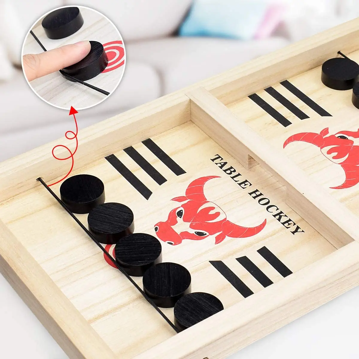 Portable Hockey Game Set for Family Party Birthday Gift Sundlight Table Desktop Ice Hockey Head-to-Head Wooden Desktop Hockey Table Game for Kids and Adults 