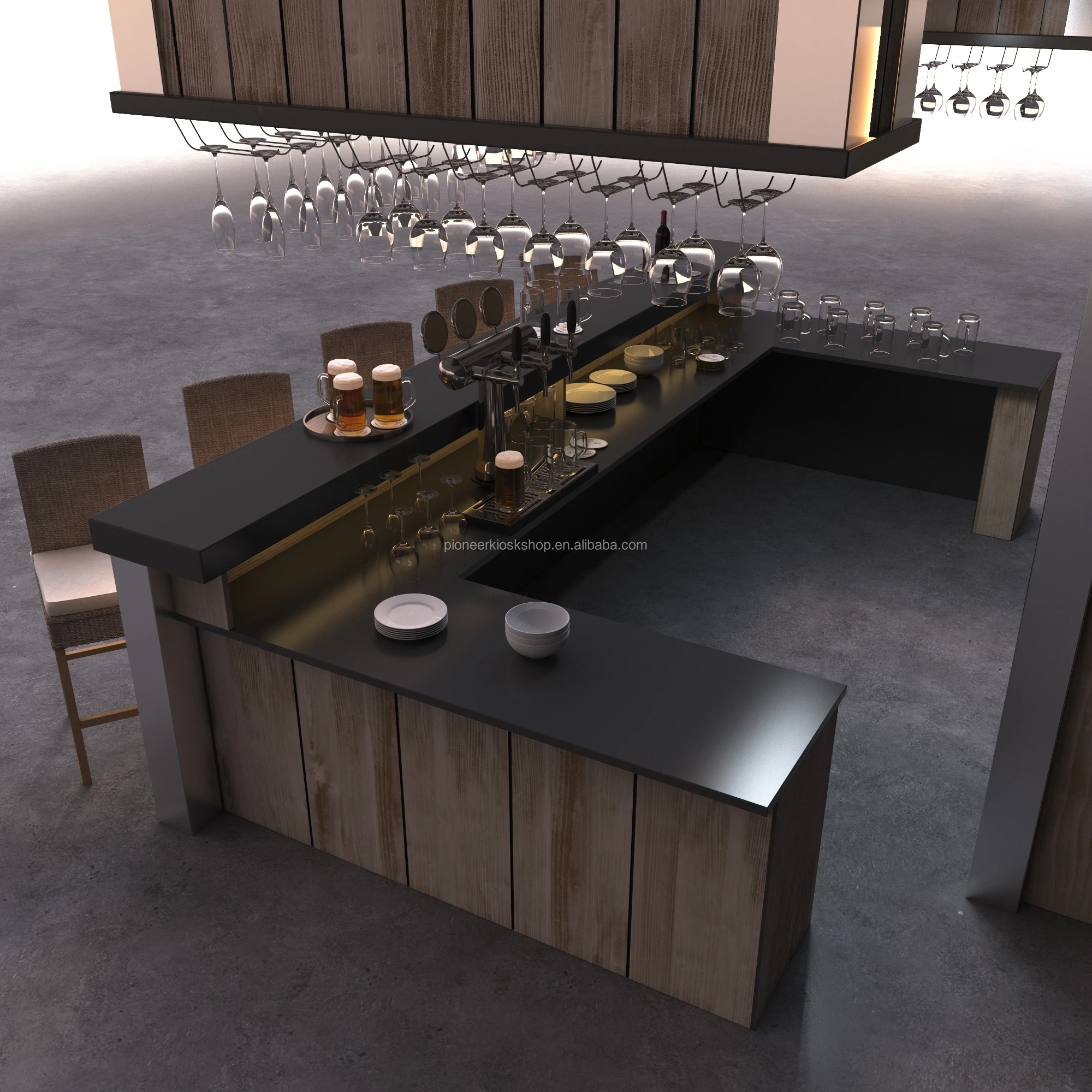 Commerical Solid Wood Bar Counter 3d Model Bar Beer Table Bar