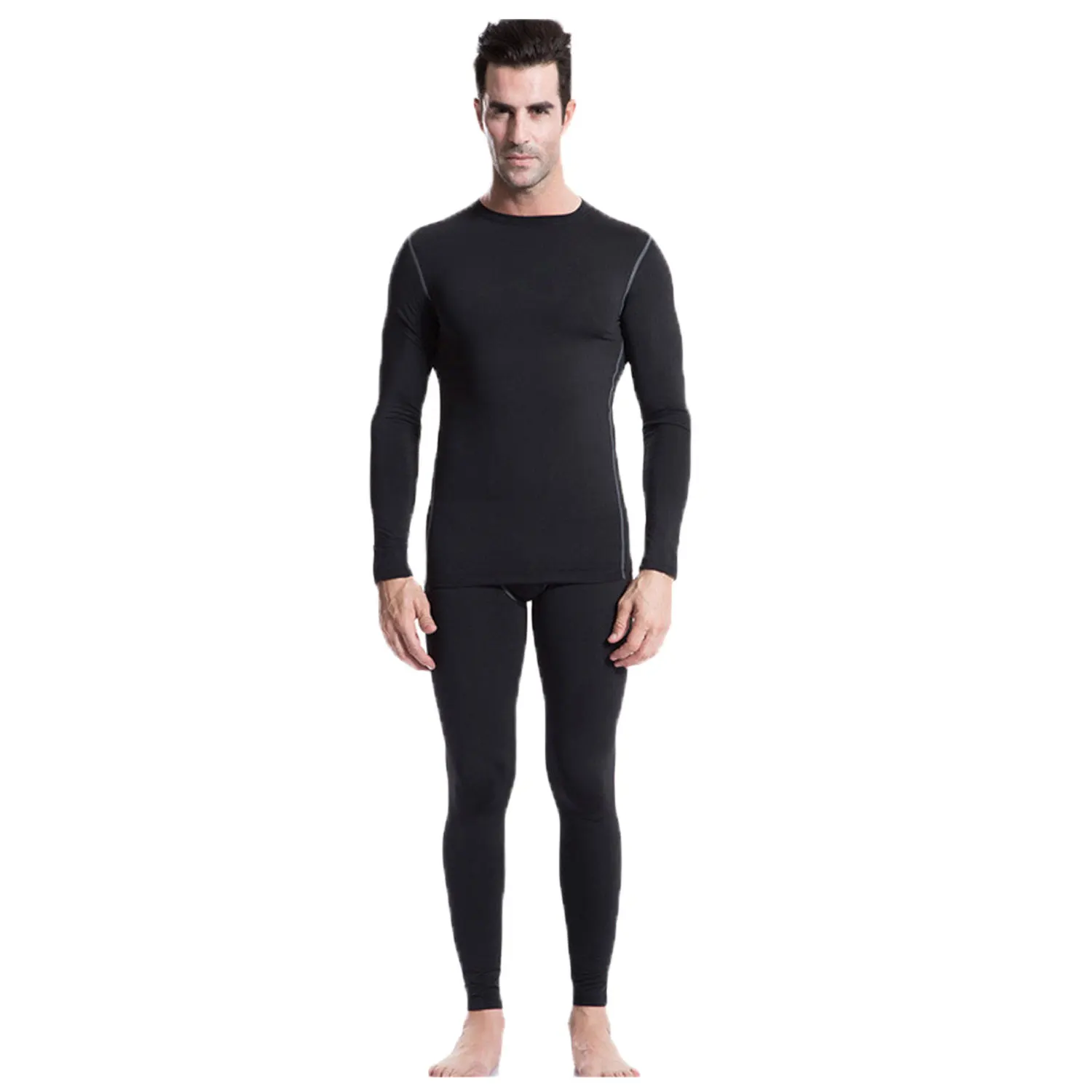 Long Johns for Men Thermal Underwear Set Long Sleeve Base Layer Compression Suit Winter Thermals Top & Bottom for Workout Skiing Running Thermal Underwear Mens 