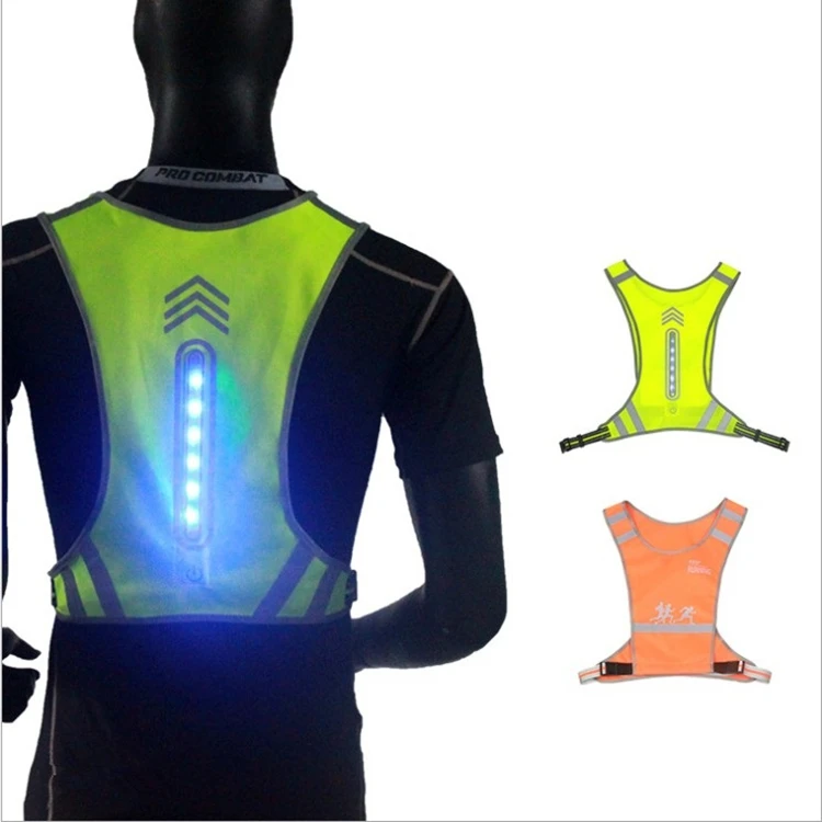 Hot Outdoor Cycling Sports Night Running Reflective Vest Led Lights Vest Safety Protective Vest 3547