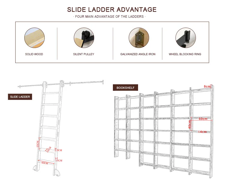 Stainless Steel Round Tube Sliding Ladder Hardware Library Ladder Track