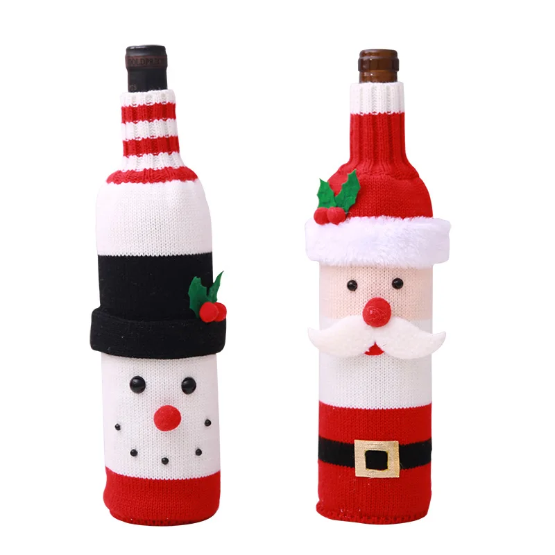 Christmas Snowman Wine Bottle Bags Cover Xmas Dinner Party Table Gift Decoration 