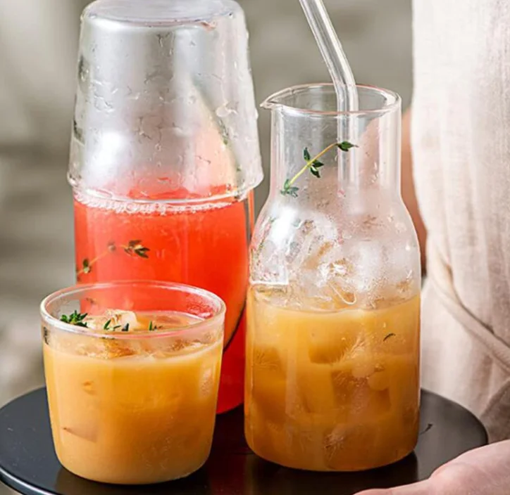 Bedside Carafe With Tumbler Clear Glass 2 Piece Water Pitcher And Cup Night Set Buy High