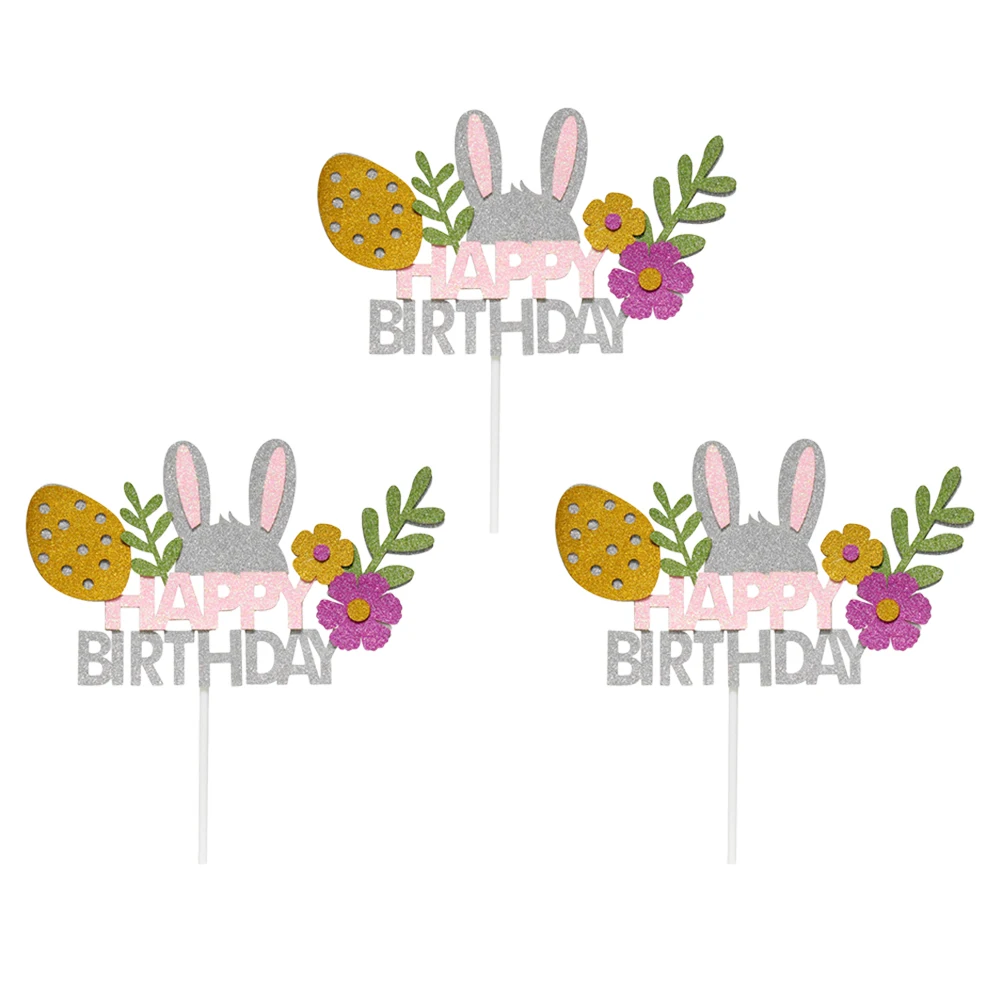 Cute Rabbit Cake Topper Bunny Happy Birthday Cake Decorating Topper Cupcake  Toppers Placard Easter Party Favors Decoration - Buy Dora Birthday Party  Decoration,60th Birthday Party Stage Decorations,Strawberry Shortcake Party  Decorations Product on