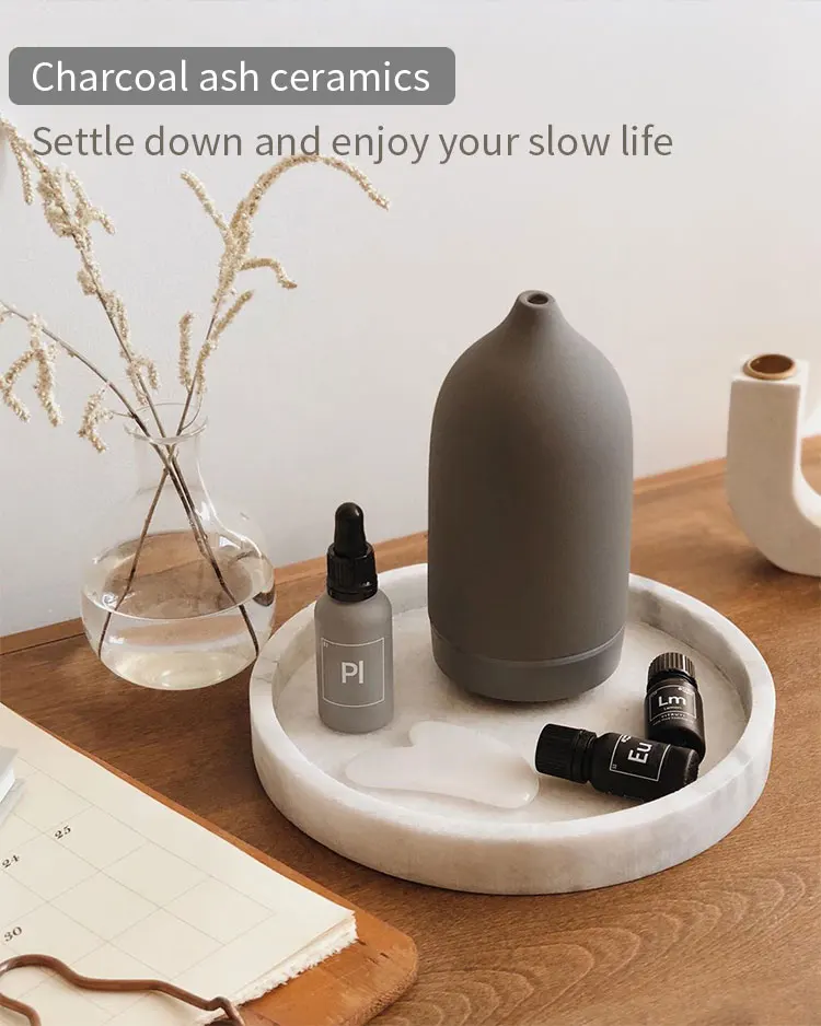 120ml Ceramic Stone Aroma Diffuser With Warm Light Black Or White Buy