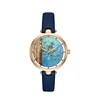New Design Elegant Gold Plating Stainless Steel Case Chinese Style Flower Pattern Leather Quartz Watch