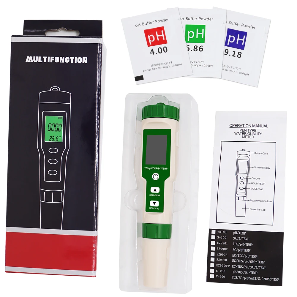 Buy PH Meter, 4-in-1 Digital PH Meter With PH/TDS/EC/Temp Function With ATC For Drinking Water 0 01 High Accuracy Ph Water Tester For