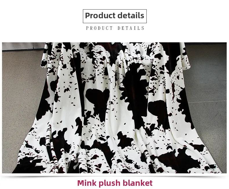 Customizable Modern Fresh Cow Spot Pattern Mink Faux Fur Blanket 100% Polyester Plush Knitted New Travel-Worthy Product