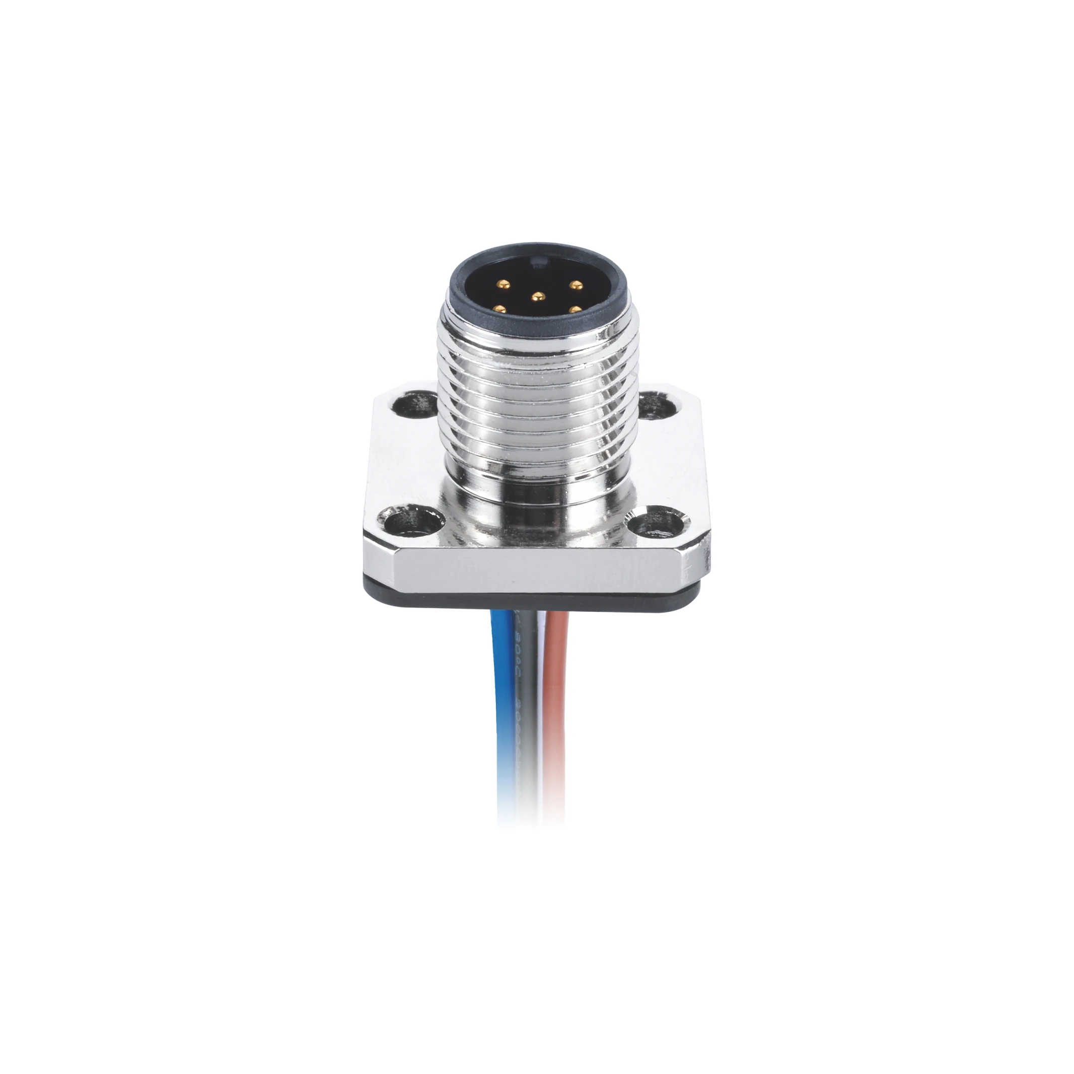 M12 Panel Mount Connector 4pin Male A Coding Flange Type Connector Soldered With Electrical 