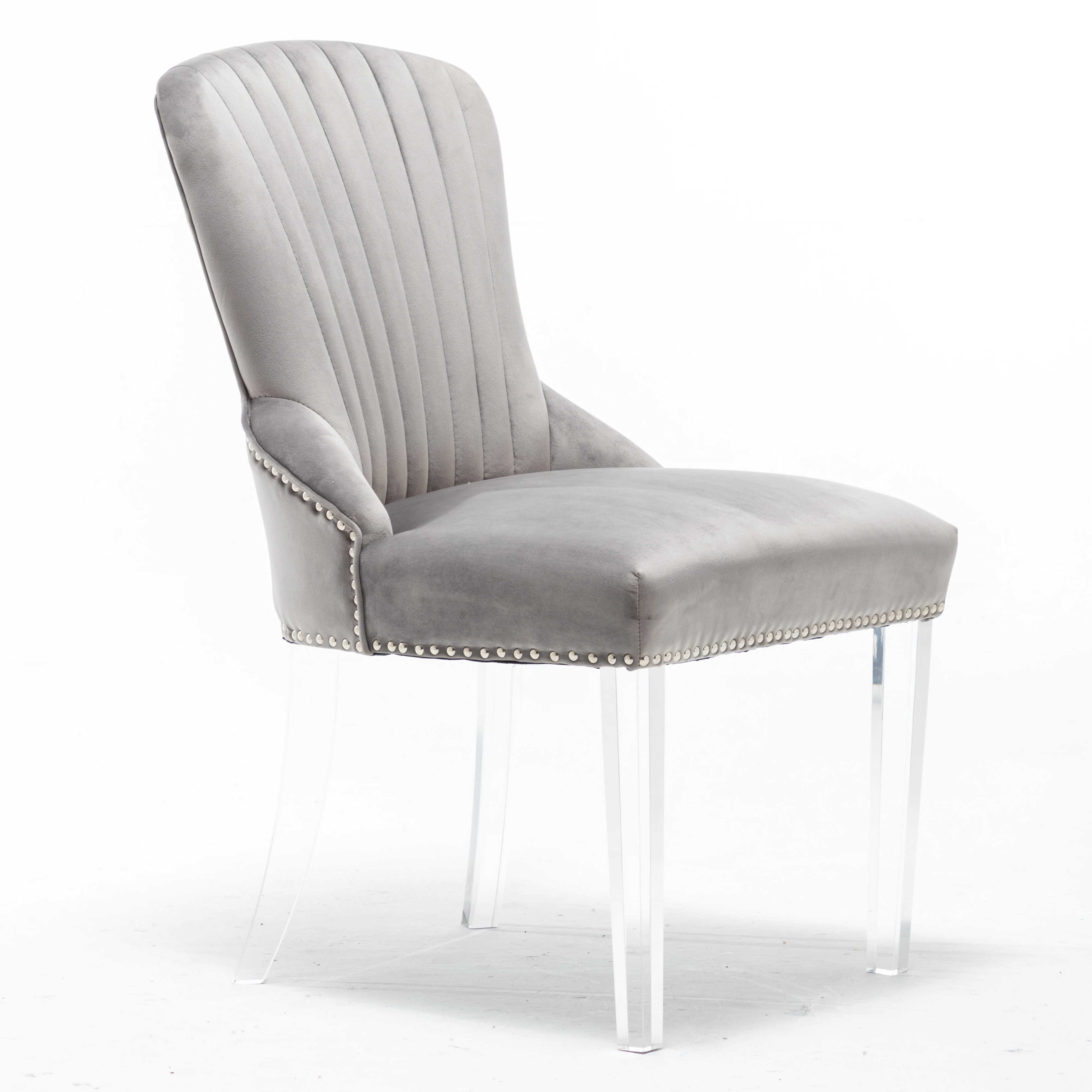 Master Style Velvet Fabric Dining Chair With Acrylic Legs - Buy Dining ...