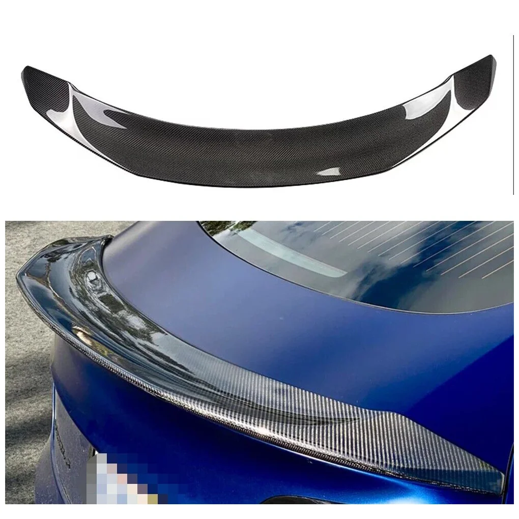 New V Style Carbon Fiber Rear Trunk Lid Spoiler Wing For Tesla Model 3 ...