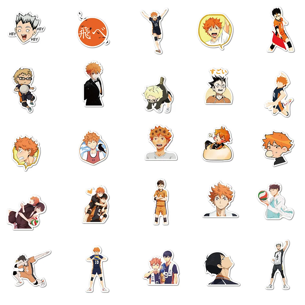 50pcs Haikyuu Cartoon Anime Label Stickers For Decoration Skateboard ...