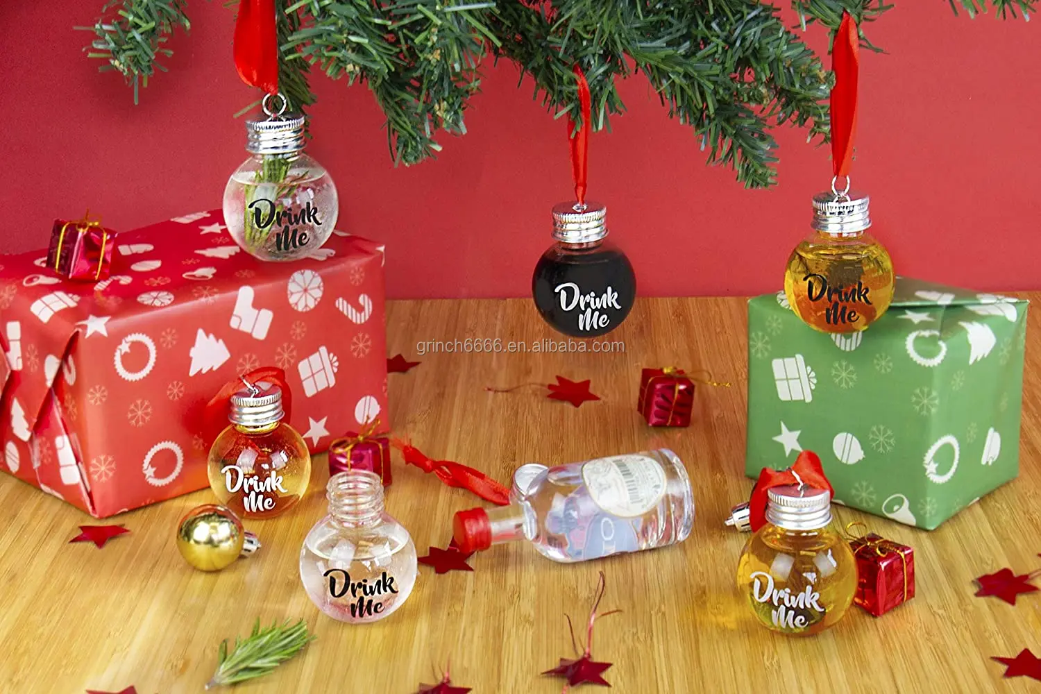 1/6 Pack Booze Filled Christmas Tree Ornaments Water Bottle Milk Juice Bulbs Cup Coffee Cups Mugs Bulk Us245mug Drinking Cup Glass Cups with Straws