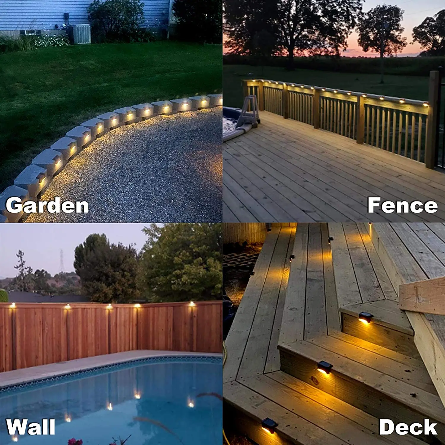 Solar Deck Lights Outdoor 16 Pack, Step Waterproof Led For Stairs ...