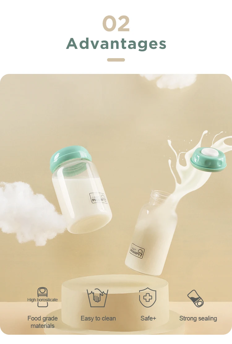 PH789205 150ml 180ml Breastmilk Storage Bottle Wide Neck Baby Oem Feeding Glass Bottle OEM