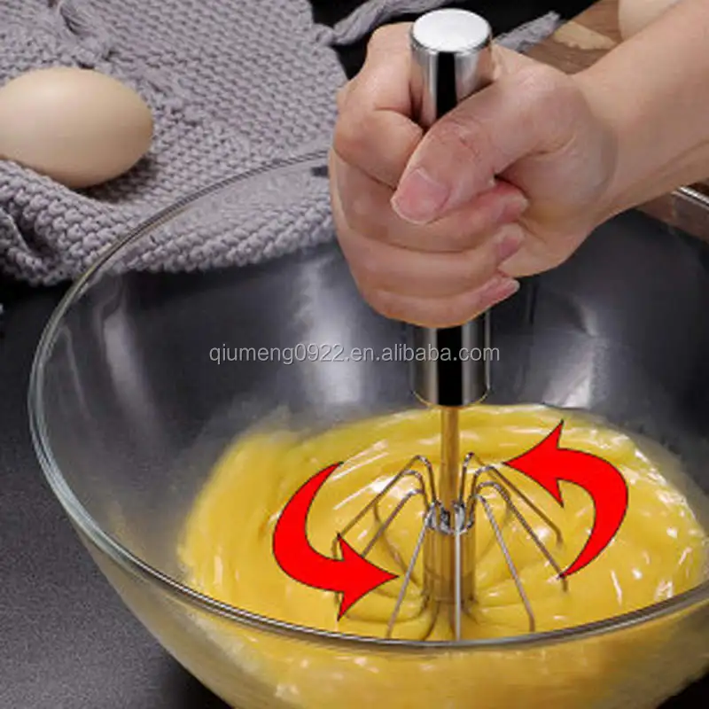 1PC Semi-automatic Egg Beater Stainless Steel Egg Whisk Manual Hand Mixer  Self Turning Egg Stirrer Kitchen Accessories Egg Tools