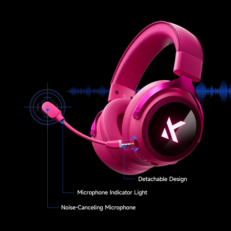 Dual-mode 2.4G wireless gaming headset with USB-C dongle and smartphone pairing indicator
