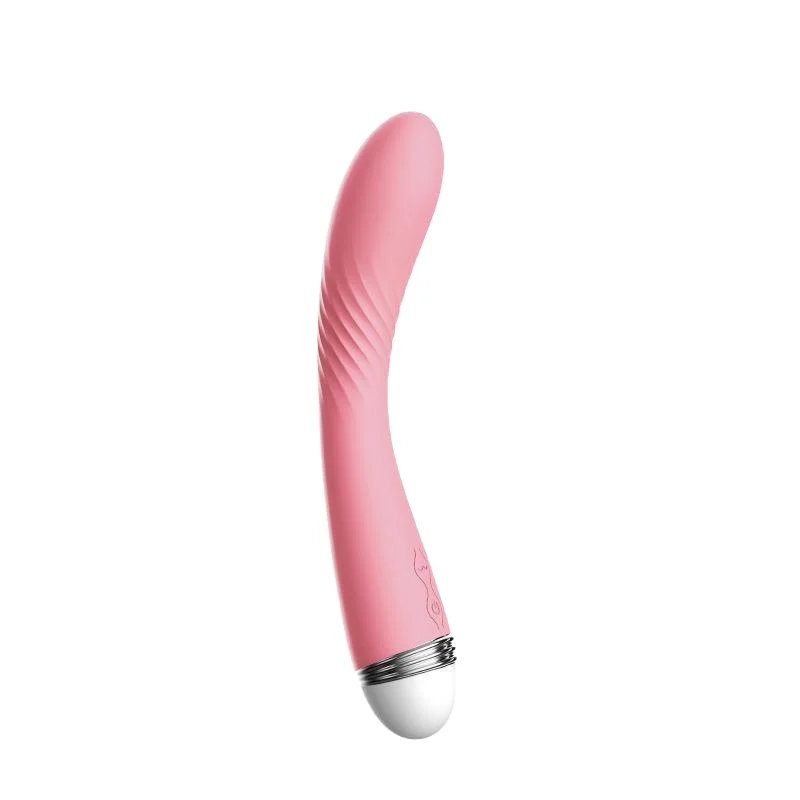 Amoura G-Spot vibrator front and side view showing compact size and contoured shape