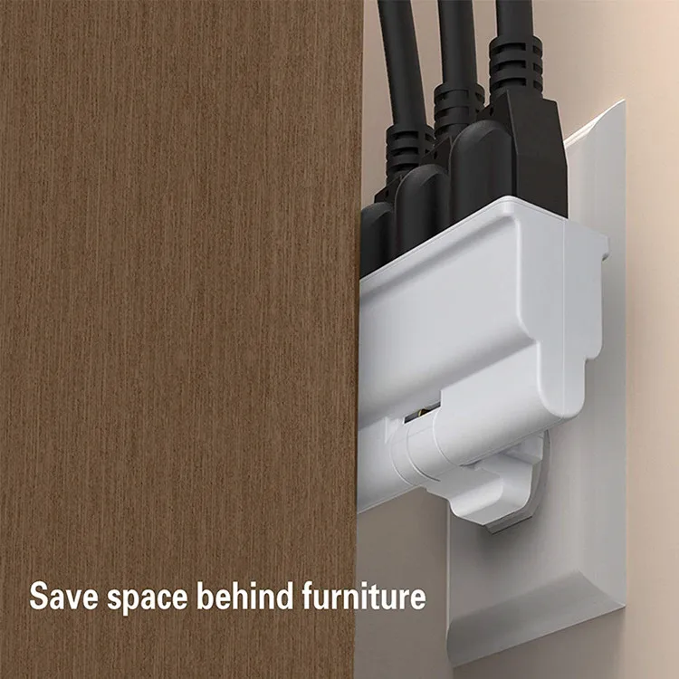 3 Outlet Swivel Wall Adapter Grounded 180 Degree Electrical Plug