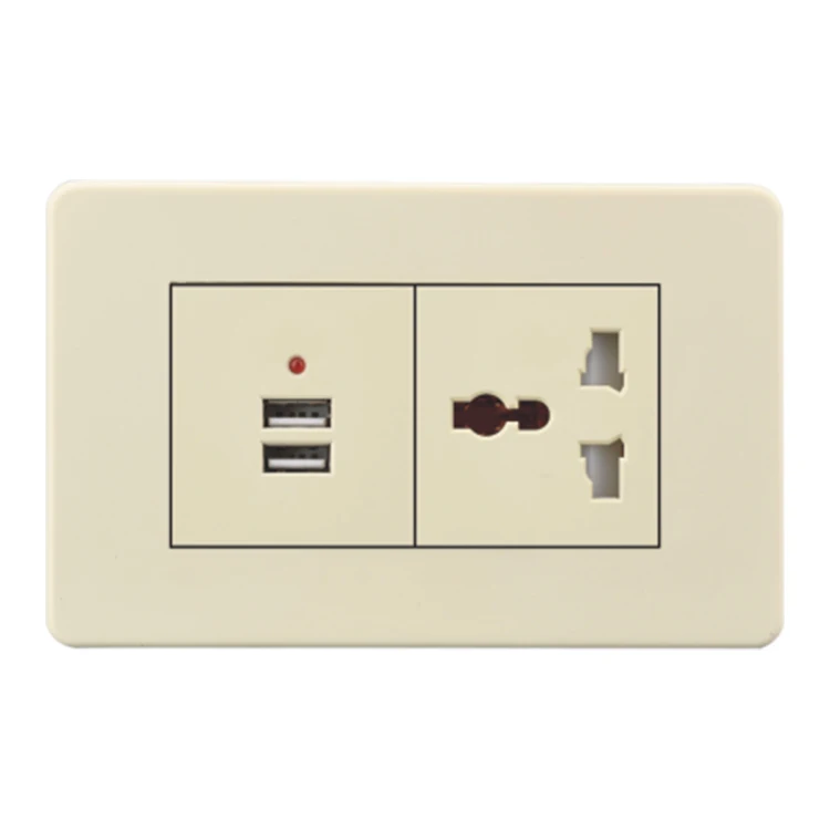 US Standard Electric Light Switch 20A Double Usb 110-240V Wall Outlet Switch and Socket