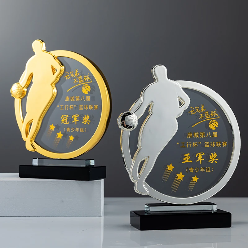 Wholesale New Style Crystal Basketball Trophy and Award Custom logo for Sport Events details