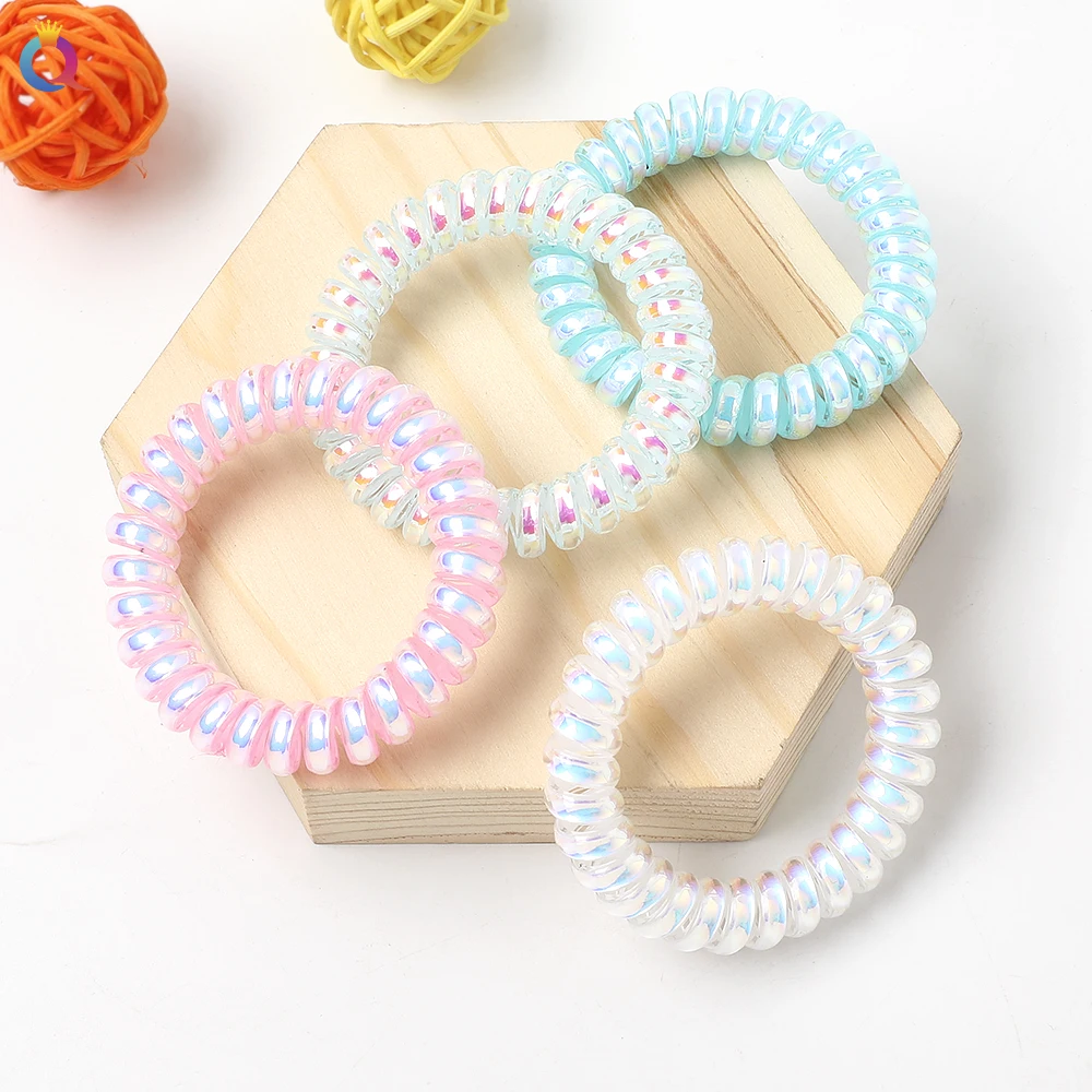 Ab Shiny Spiral Hair Tie Telephone Wire Spring Winter Hair Accessory