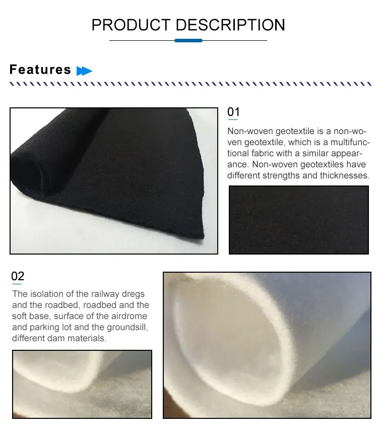 PP PET Polymer Co<em></em>nstruction Non Woven Needle Punched Polyester Geotextile