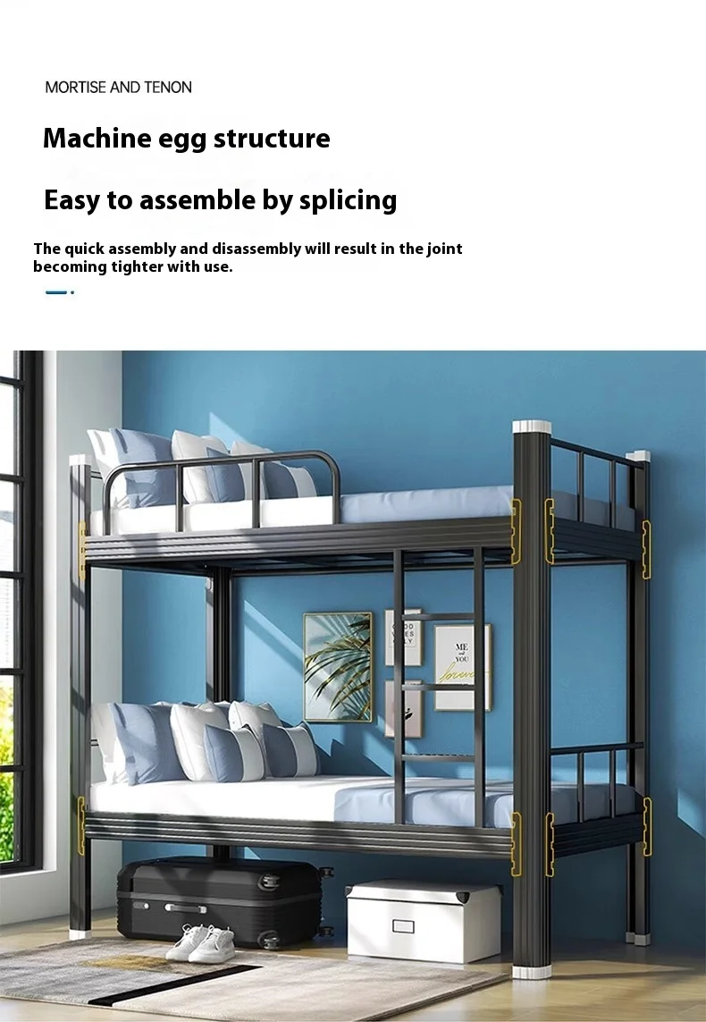 product hot sell metal bunk bed frame double bed for adults worker twin metal frame for boys used bunk beds for sale-8
