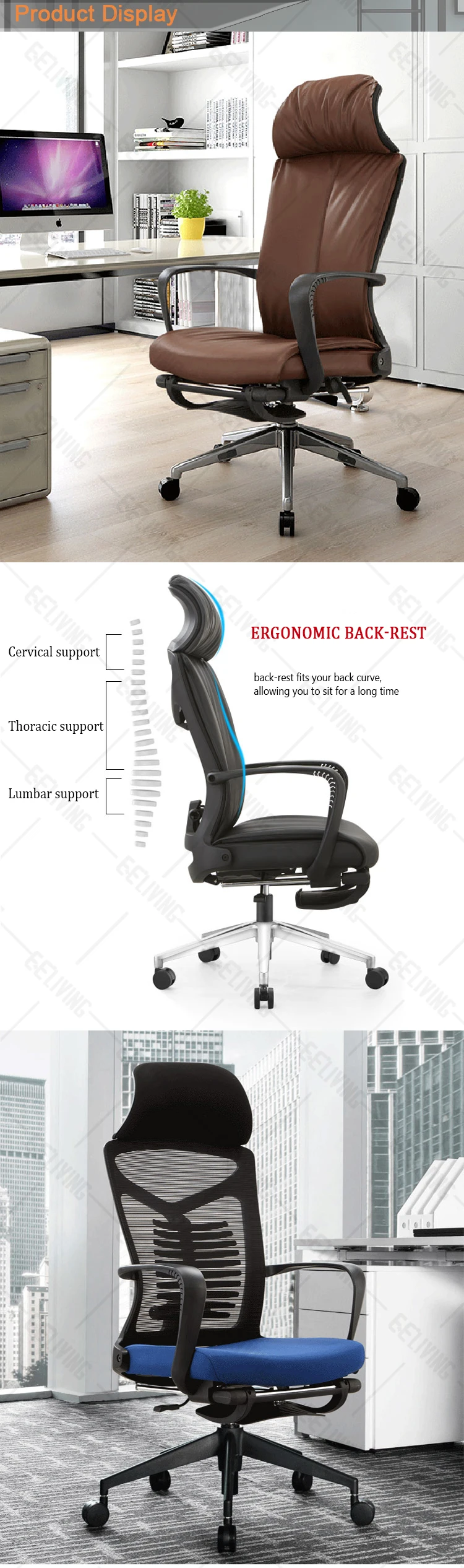 Luxury Colorful PC Silla Ergonomic Oficina Reclining Chair Leather Gaming Office Chair With Footrest