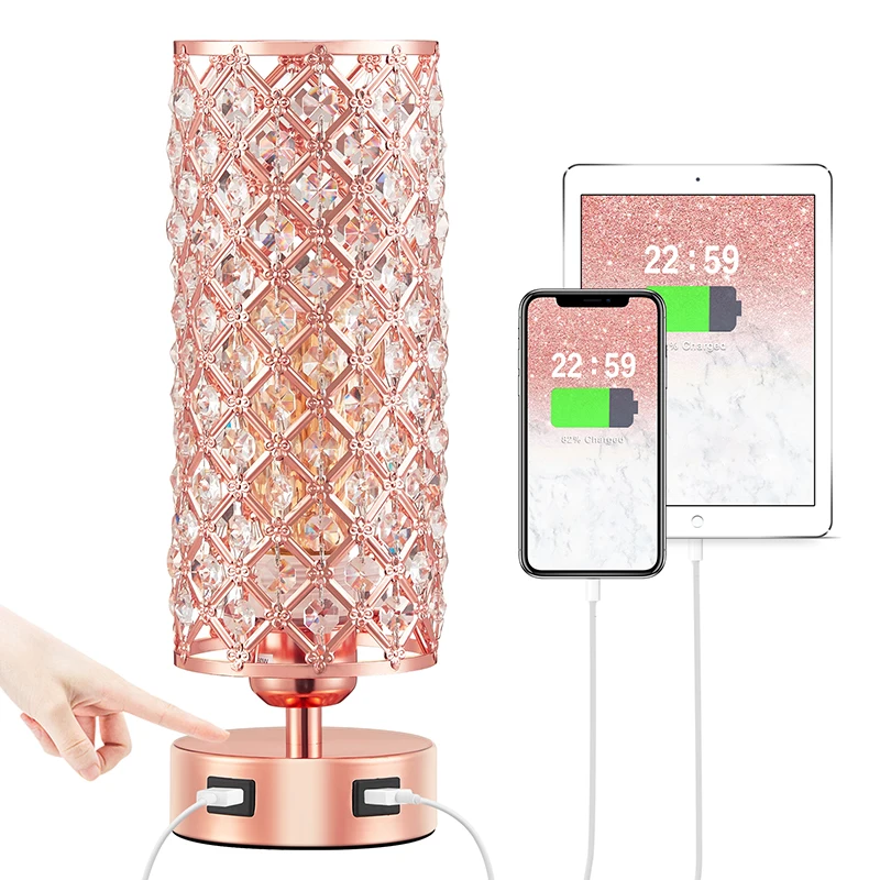 Decor 110V USB outlet useful crystal lamp home depot 2020 new collection art accents rose gold lamp decorative lamp for retail