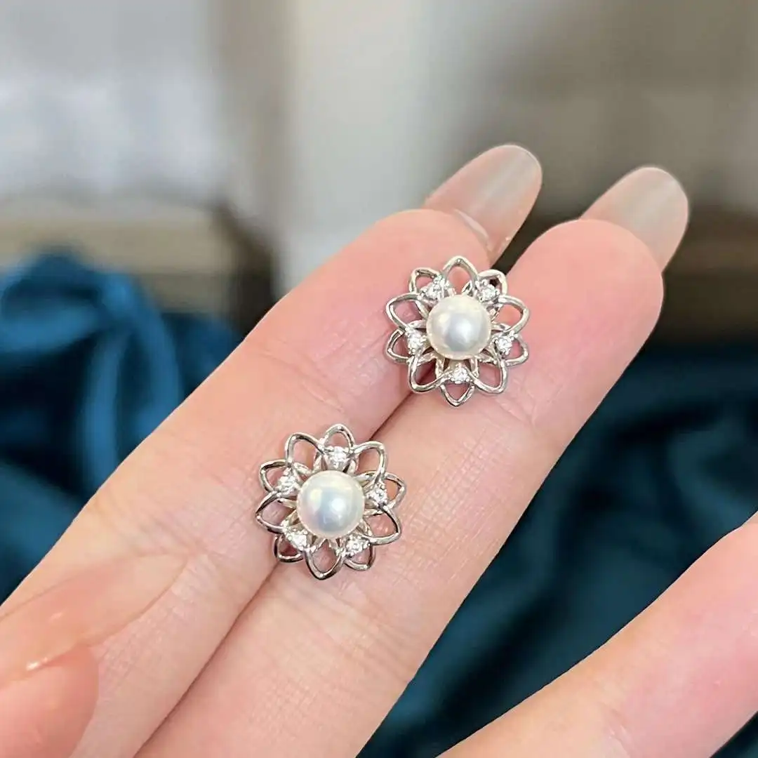 S925 Silver Needle Anti Allergy Bauhinia Flower Earrings 67mm Natural