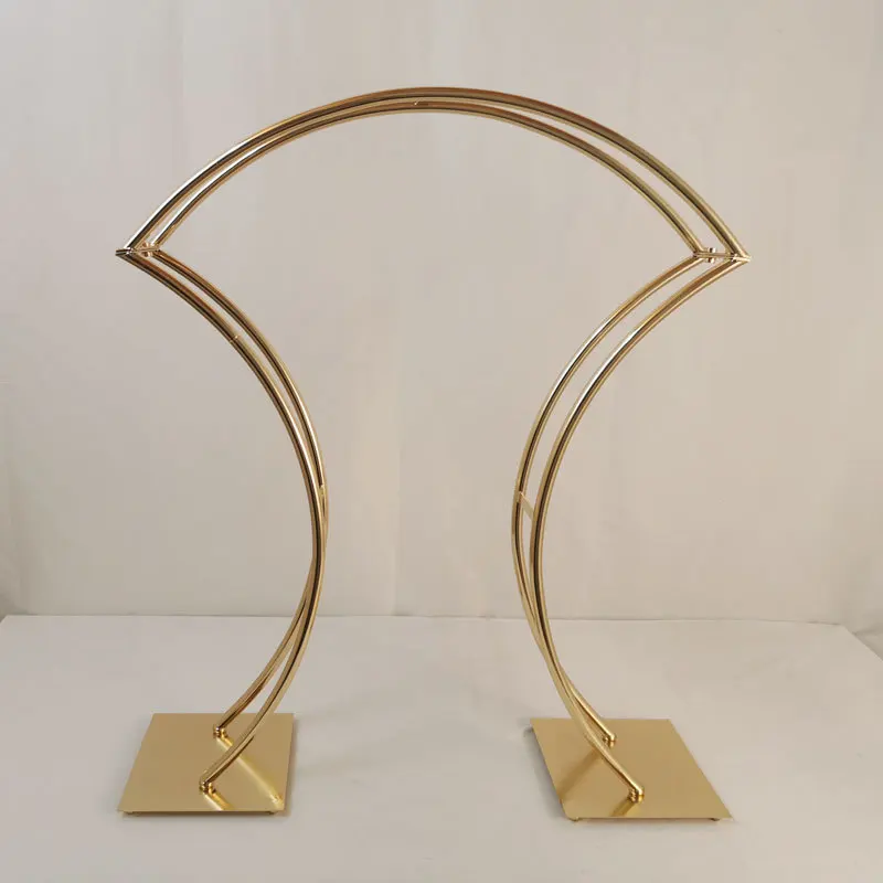 Gold Curvy Metal Flower Arch Stand Wedding Centerpieces Table