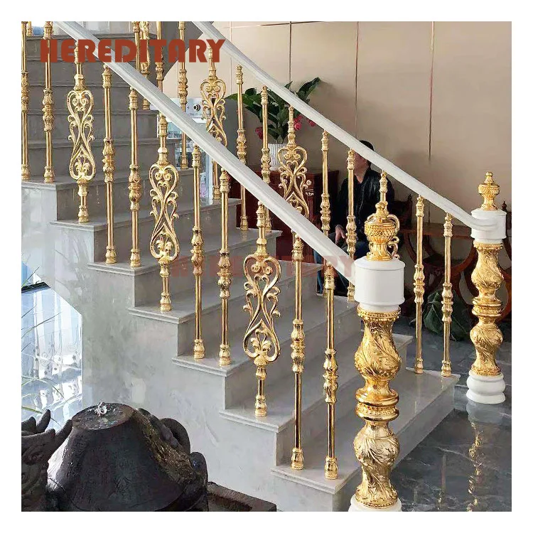 Interior Folding Stair Handrails Balustrades Gold Aluminum Alloy ...