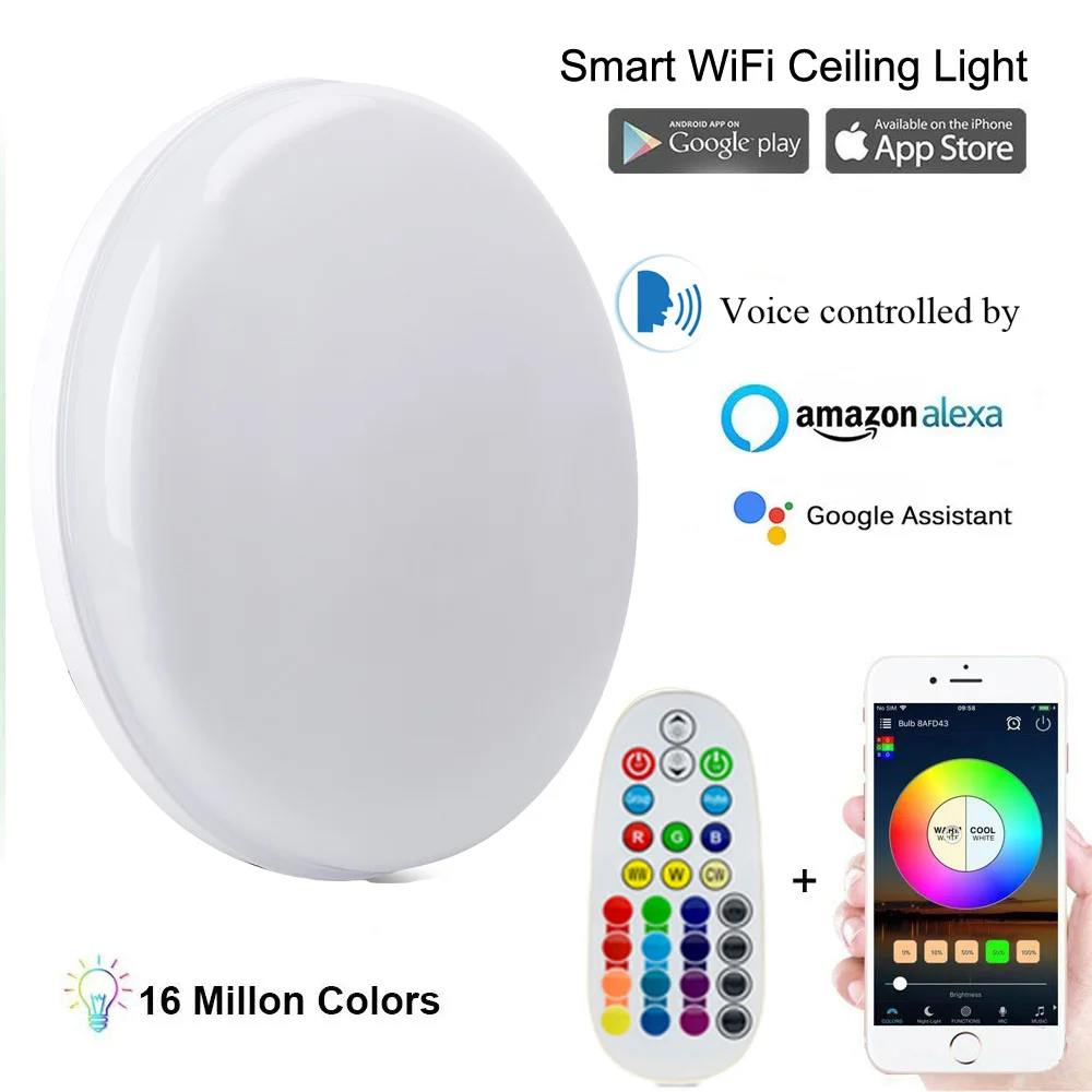 Best Seller Tuya Wifi Ceiling Light Group Timer RGB Dimmable  Fixture Flush Mount 24W  36W 50W  Bathroom LED Ceiling Light