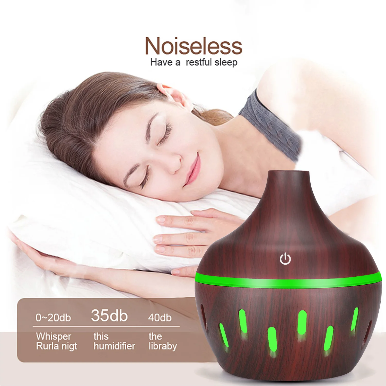 USB Air Humidifier Electric Aroma Diffuser Mist Wood Grain Oil Diffuser For Car Office Home Have 7 LED Light Humidifiers