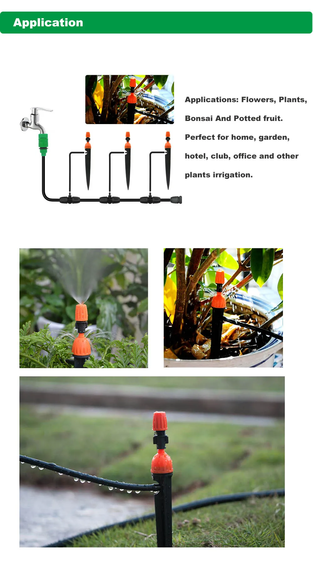 30m PVC Hose DIY Automatic Irrigation Kits Orange Spray Garden Watering Drip irrigation system