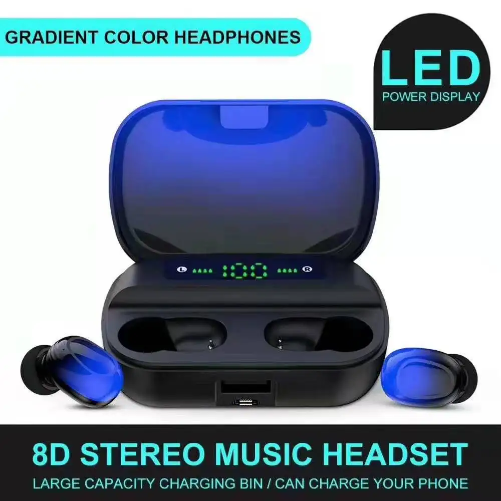 2020 New Style Fashion Promotion Gradient Color Black & Red Bluetooth V5.1 Wireless Earphone & Headphone for Sports - ANKUX.COM