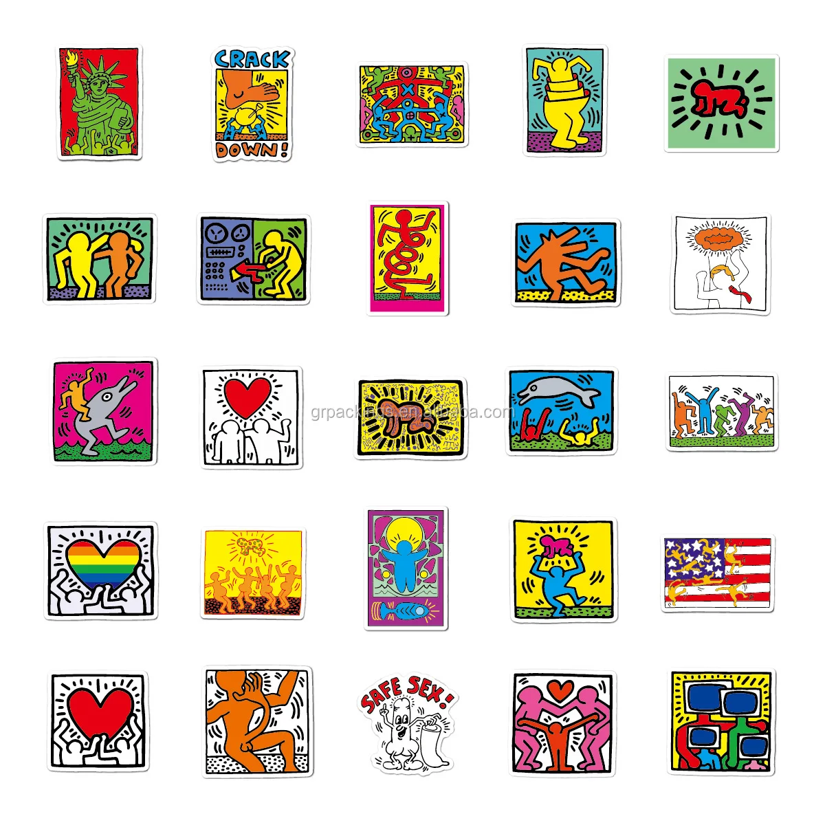 Keith Haring Stiker Estetika 50 Buah