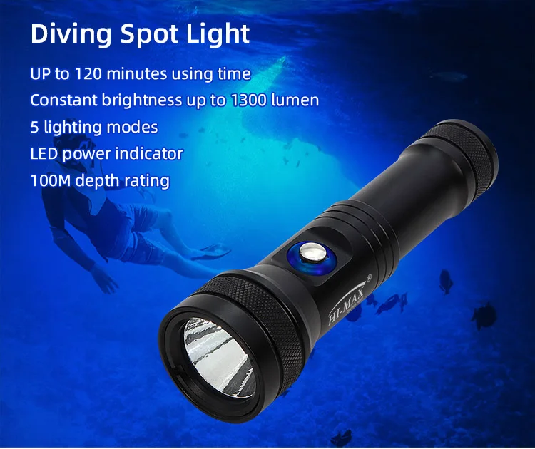 Hi Max Hd01 Led Diving Light 1300 Lumen 5 Mode Diving For Dive