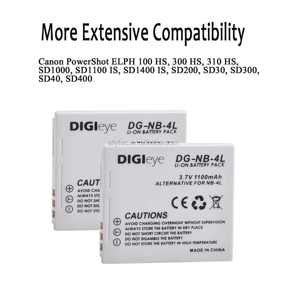 Digieye 3.7v 1100mah Nb-4l Nb4l Nb 4l Battery For Canon Ixus 30 40 50 55 60  65 80 100 Powershot Sd1000 1100 Camera Batteries - Buy Nb-4l Replacement  Battery,Nb4l Battery,Nb 4l Rechargerable Battery Product on Alibaba.com