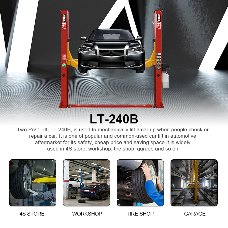 2 Post Base Plate Car Lift Garage Used Equipment 4000kg Hydraulic Peak