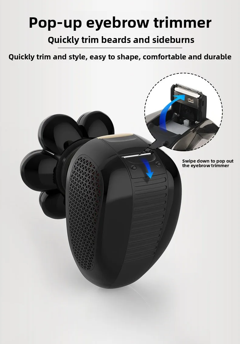 Custom 5-Blade USB Electric Shaver Bald Machine Washable Multifunction 5 in 1 LED Display Household Electric Shaver