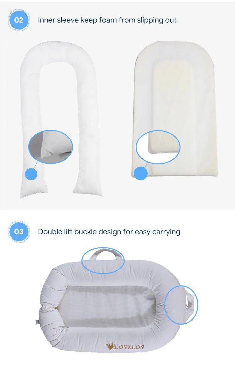 0-3 Years Travel Breathable Hypoallergenic Co-Sleeping Baby Lounger Bassinet