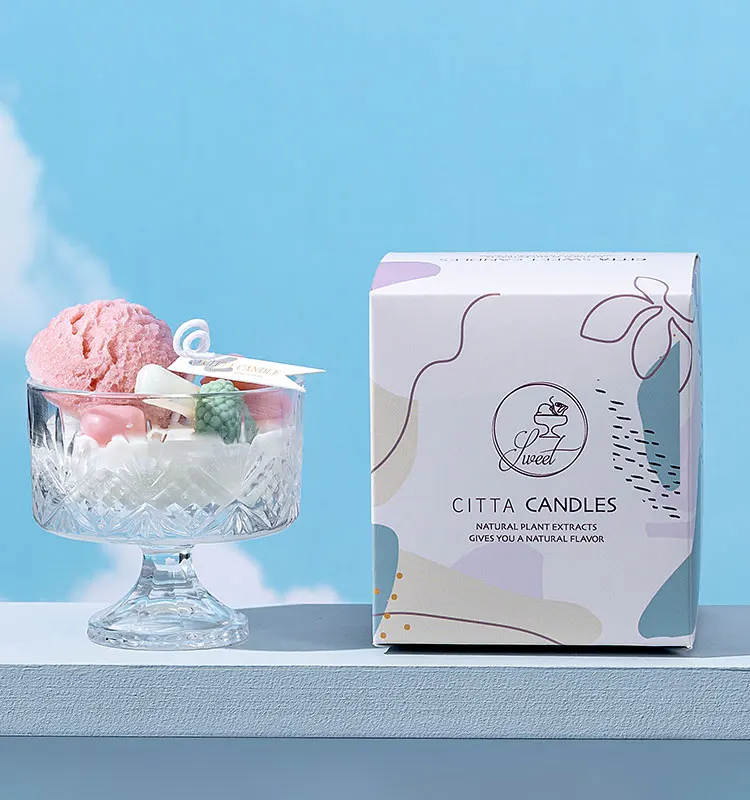 2021 citta amazon online custom private label ice cream glass jar scented candle