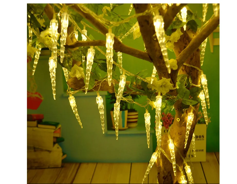 1.5M battery powered LED icicle lights IP43 waterproof outdoor tree decoration lights