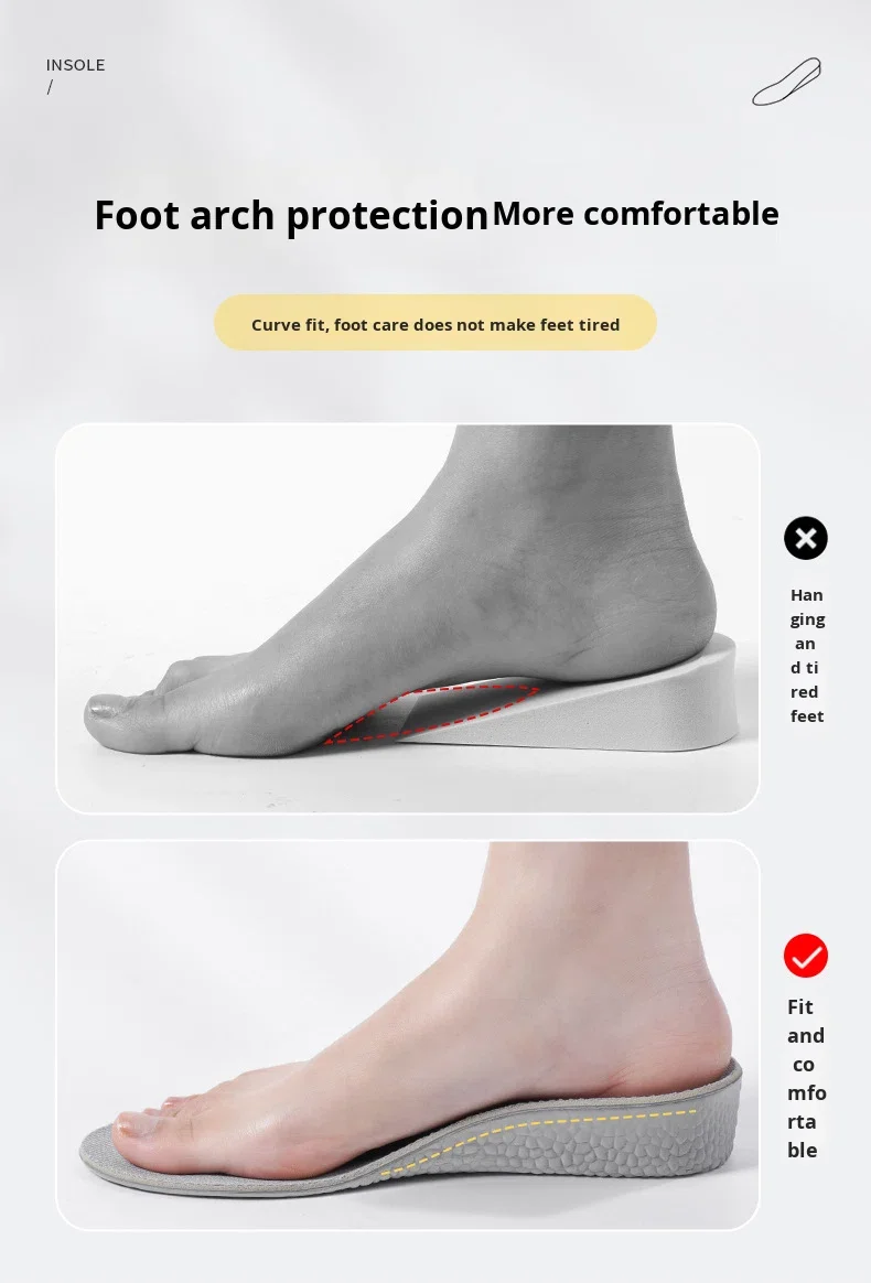 Height Increase Insoles EVA Popcorn Breathable Shoe Pads