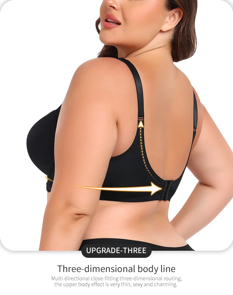 Cross-Border Large Size Bras Anti-Sagging & Breathable V2109005 Model with Steel Ring & Gathered Cups for Large Chest Wholesale