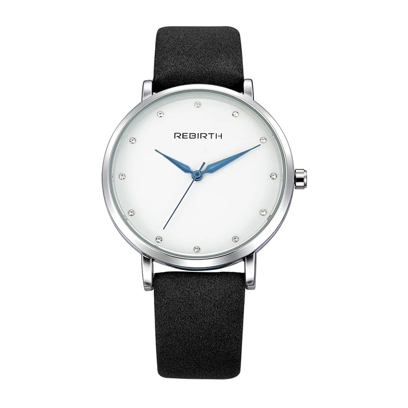 REBIRTH RE057B Women Quartz Watch Strap Leather Watches Simple Analog Display Wrist Watch