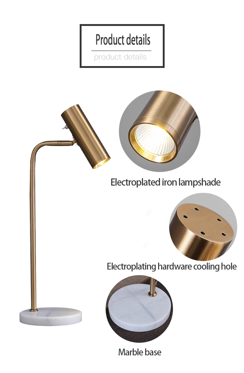 Modern Office Desk Lamps Metal Material Electroplate Marble Lamp Base